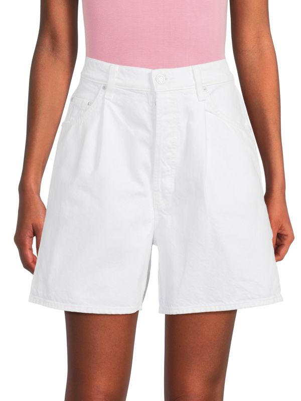 Mother The Pleated Fun Dip Denim Shorts